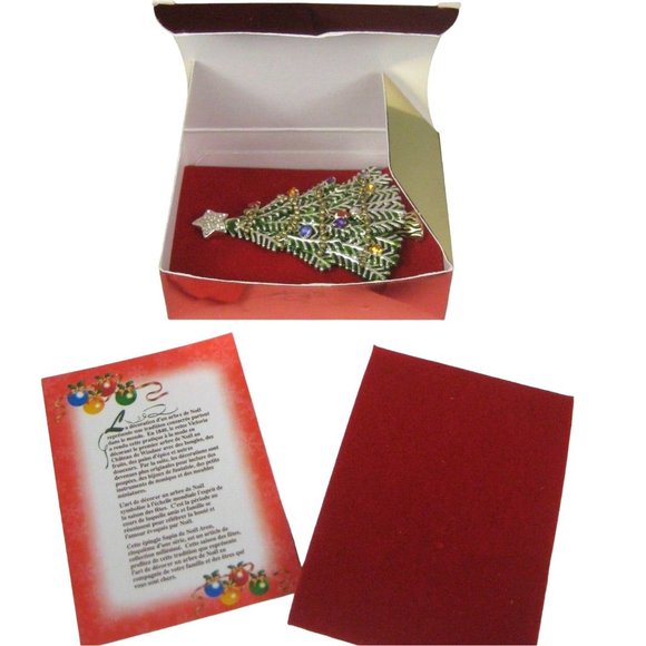 2008 AVON 5th Annual Christmas Tree Brooch Pin Signed Rhinestone Faux Pearl - Picture 3 of 10